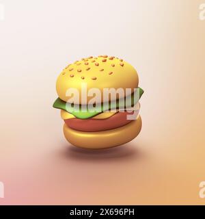 Burger - stilisiertes 3D-CGI-Symbolobjekt Stockfoto