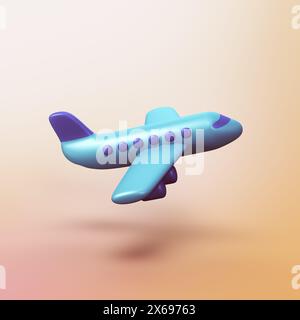 Flugzeug – stilisiertes 3D-CGI-Symbolobjekt Stockfoto