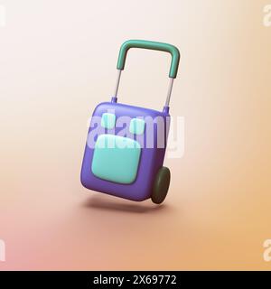 Reisegepäcktasche – stilisiertes 3D CGI-Symbol-Objekt Stockfoto