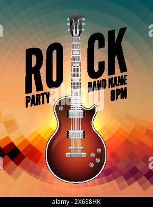 Poster-Flyer für Rockmusik-Live-Konzerte. Rock Party Festival Show Band Poster mit Gitarre Stock Vektor