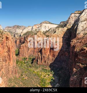 Blick auf den Zion Canyon von Angels Landing, Zion National Park, Colorado Plateau, Utah, USA Stockfoto