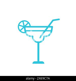 Margarita-Cocktail-Symbol. Isoliert auf weißem Hintergrund. Aus blauer Symbolgruppe. Stock Vektor