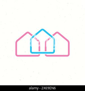 Nachbarsymbol. Dünnes lineares Umrisssymbol für Nachbarstadt isoliert auf weißem Hintergrund. Stock Vektor