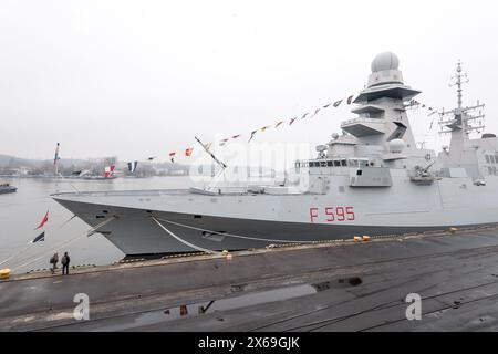 Italienisch ITS Luigi Rizzo F595 eine Fregatte der Carlo Bergamini-Klasse im Hafen von Gdynia, Polen © Wojciech Strozyk / Alamy Stock Photo Stockfoto