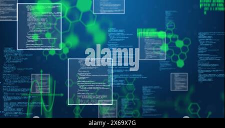 Bild der wissenschaftlichen Datenverarbeitung auf blauem Hintergrund Stockfoto
