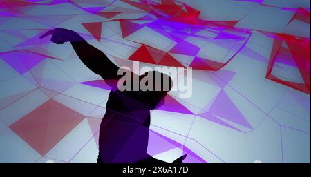 Bild der Formen über der Silhouette des Mannes auf grauem Hintergrund Stockfoto