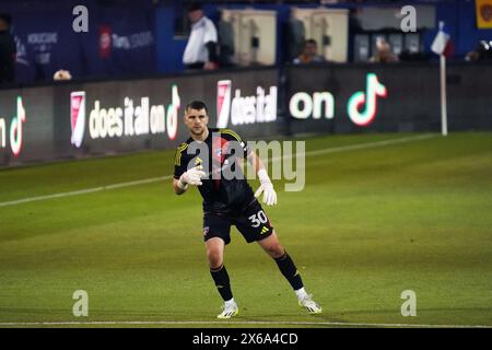 Frisco, Usa. Mai 2024. Dallas Torhüter Maarten Paes #30 überprüft die Position der Spieler während des MLS-Spiels zwischen dem FC Dallas und Austin FC im Toyota Stadium. Endstand Dallas 2 Austin 1. Quelle: SIPA USA/Alamy Live News Stockfoto