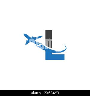 L-Letter-Logo mit Flugzeug Stock Vektor