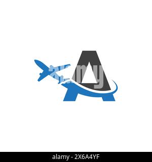 Ein Letter-Logo mit Flugzeug Stock Vektor