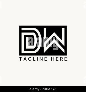 Logo Design Grafikkonzept kreative Premium Vektorstock abstrakte Letter Initial DW Doppelzeilen Out Schriftart. Bezogen auf die Marke Monogramm-Typografie Stock Vektor