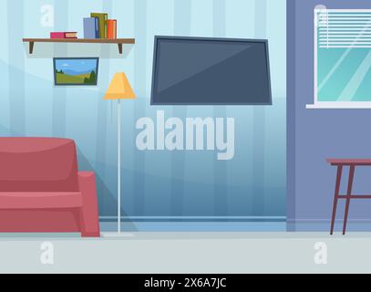 Leerer Wohnbereich im Inneren mit Sofaböden und Fenster Stock Vektor