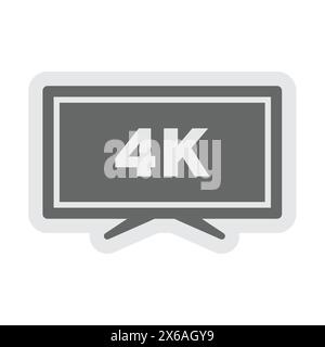 Vektorsymbol für tv-Monitor mit 4K-Auflösung. Aufkleber oder Etikett für die Bildschirmqualität. Stock Vektor