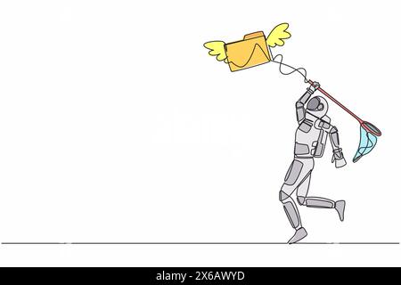 Astronaut versucht, fliegende Ordner mit Schmetterlingsnetz zu fangen. Analyse Raumschiff Dokument, Dateiarchiv. Äußere Kosmonauten Stock Vektor