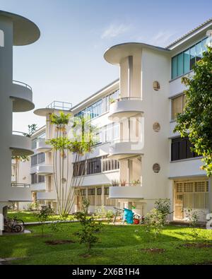 Tiong Bahru modernistische begehbare Apartments in Singapur, entworfen im stromlinienförmigen Moderne Stil von Singapore Improvement Trust (SIT) Stockfoto