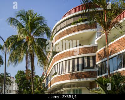 Tiong Bahru modernistische begehbare Apartments in Singapur, entworfen im stromlinienförmigen Moderne Stil von Singapore Improvement Trust (SIT) Stockfoto