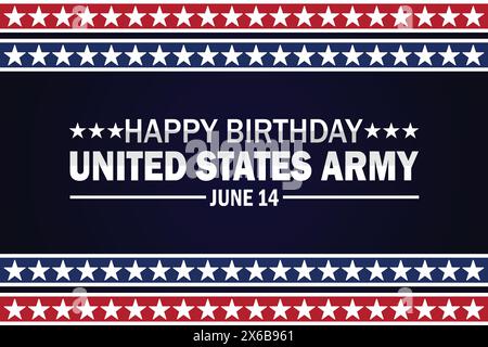 Happy Birthday United States Army Hintergrundbild mit Formen und Typografie, Banner, Karte, Poster, Vorlage. Happy Birthday United States Army, Hintergrund Stock Vektor