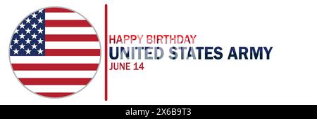 Happy Birthday United States Army. Geeignet für Grußkarten, Poster und Banner. Vektorabbildung. Stock Vektor