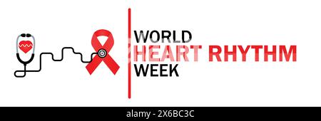 World Heart Rhythm Week. Geeignet für Grußkarten, Poster und Banner. Vektorabbildung. Stock Vektor