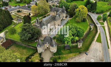 Drohnenfoto Schloss Pompadour Frankreich Europa Stockfoto