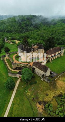 Drohnenfoto Schloss Fénelon Frankreich Europa Stockfoto