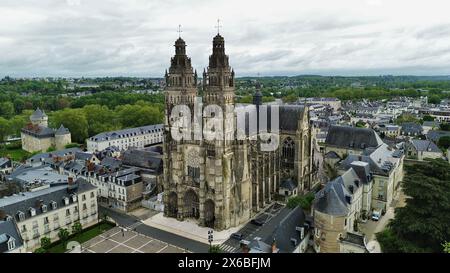 Drohnenfoto Tours Kathedrale Frankreich Europa Stockfoto