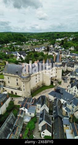 Drohnenfoto Schloss Langeais Frankreich Europa Stockfoto