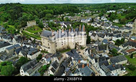 Drohnenfoto Schloss Langeais Frankreich Europa Stockfoto