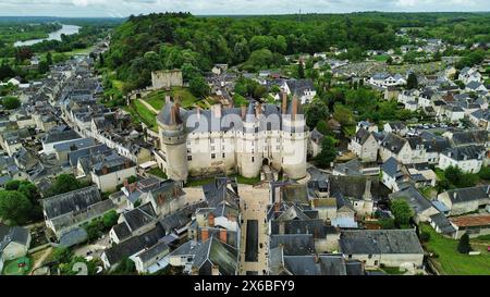 Drohnenfoto Schloss Langeais Frankreich Europa Stockfoto