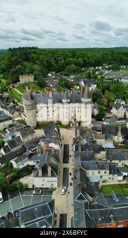 Drohnenfoto Schloss Langeais Frankreich Europa Stockfoto