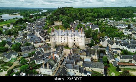 Drohnenfoto Schloss Langeais Frankreich Europa Stockfoto