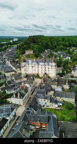 Drohnenfoto Schloss Langeais Frankreich Europa Stockfoto