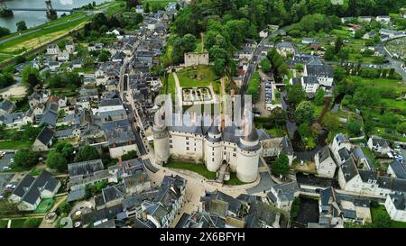 Drohnenfoto Schloss Langeais Frankreich Europa Stockfoto