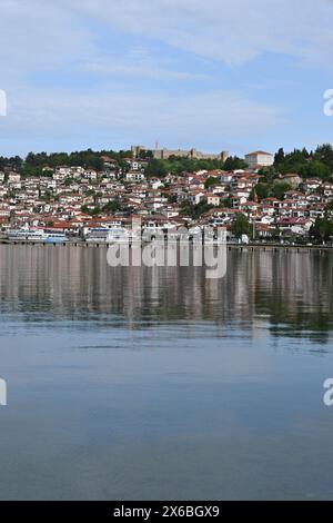 Nordmakedonien, Ohrid, Blick auf den See und die Altstadt Stockfoto