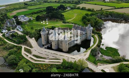 Drohnenfoto Schloss Suscinio Frankreich europa Stockfoto