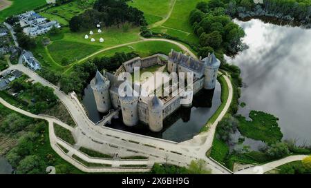 Drohnenfoto Schloss Suscinio Frankreich europa Stockfoto