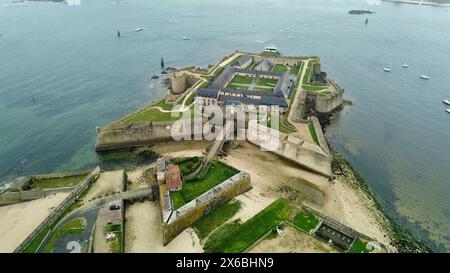 Drohnenfoto Port-Louis Zitadelle Frankreich Europa Stockfoto