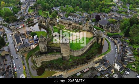 Drohnenfoto Schloss Fougères Frankreich europa Stockfoto