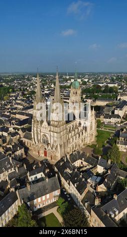 Drohnenfoto Bayeux Kathedrale Frankreich Europa Stockfoto