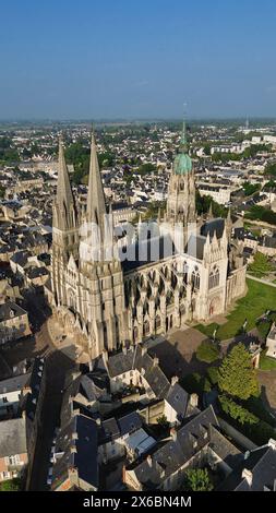 Drohnenfoto Bayeux Kathedrale Frankreich Europa Stockfoto