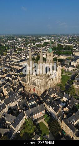 Drohnenfoto Bayeux Kathedrale Frankreich Europa Stockfoto