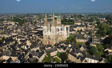 Drohnenfoto Bayeux Kathedrale Frankreich Europa Stockfoto