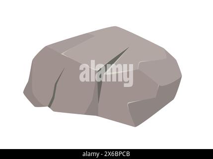 Felsbrocken, gerissenes graues Steinmaterial aus natürlichem Block für Konstruktionsvektor-Illustration Stock Vektor