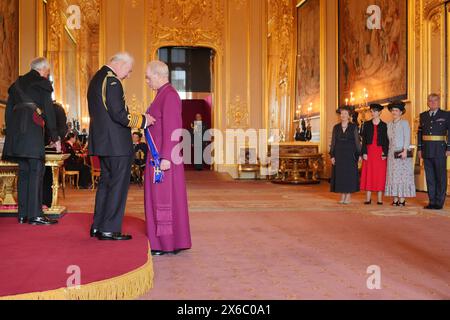 Justin Welby aus London, Erzbischof von Canterbury, wird von König Karl III. In Windsor Castle zum Ritterkreuz des Königlich-viktorianischen Ordens ernannt. Die Ehre würdigt Verdienste anlässlich der Krönung von König Karl III. Und Königin Camilla. Bilddatum: Dienstag, 14. Mai 2024. Stockfoto