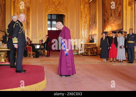 Justin Welby aus London, Erzbischof von Canterbury, wird von König Karl III. In Windsor Castle zum Ritterkreuz des Königlich-viktorianischen Ordens ernannt. Die Ehre würdigt Verdienste anlässlich der Krönung von König Karl III. Und Königin Camilla. Bilddatum: Dienstag, 14. Mai 2024. Stockfoto