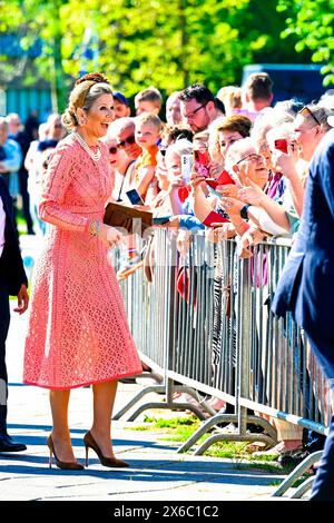 Hogeland, Niederlande. Mai 2024. Königin Maxima von den Niederlanden besucht das Hogeland in der Provinz Groningen am 14. Mai 2024 für einen Regionalbesuch besuchen sie Winsum, Zoutkamp, Noordpolderzijl, Stedum en Bedum Credit: Albert Nieboer/Netherlands OUT/Point de Vue OUT/dpa/Alamy Live News Stockfoto