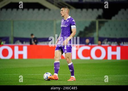 Florenz, Italien - 13.05.2024, Nikola Milenkovic (ACF Fiorentina) während des italienischen Meisterschaftsspiels Serie A zwischen ACF Fiorentina und AC Monza am 13. Mai 2024 im Artemio Franchi Stadion in Florenz, Italien - Credit: Luca Rossini/E-Mage/Alamy Live News Stockfoto