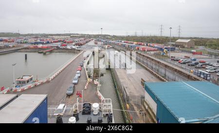 Der Hafen von Heysham wird von der Manxman-Autofähre zur Isle of man gebracht Stockfoto