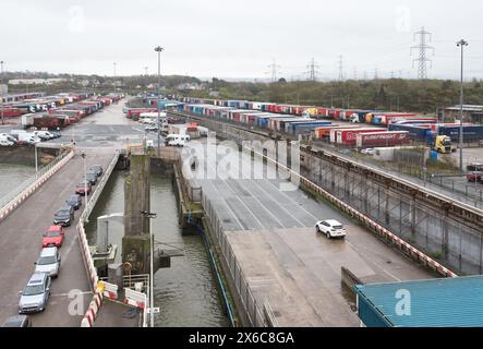 Der Hafen von Heysham wird von der Manxman-Autofähre zur Isle of man gebracht Stockfoto