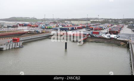 Der Hafen von Heysham wird von der Manxman-Autofähre zur Isle of man gebracht Stockfoto