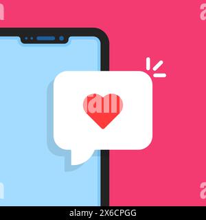 Liebesbotschaft mit Cartoon-Smartphone Stock Vektor